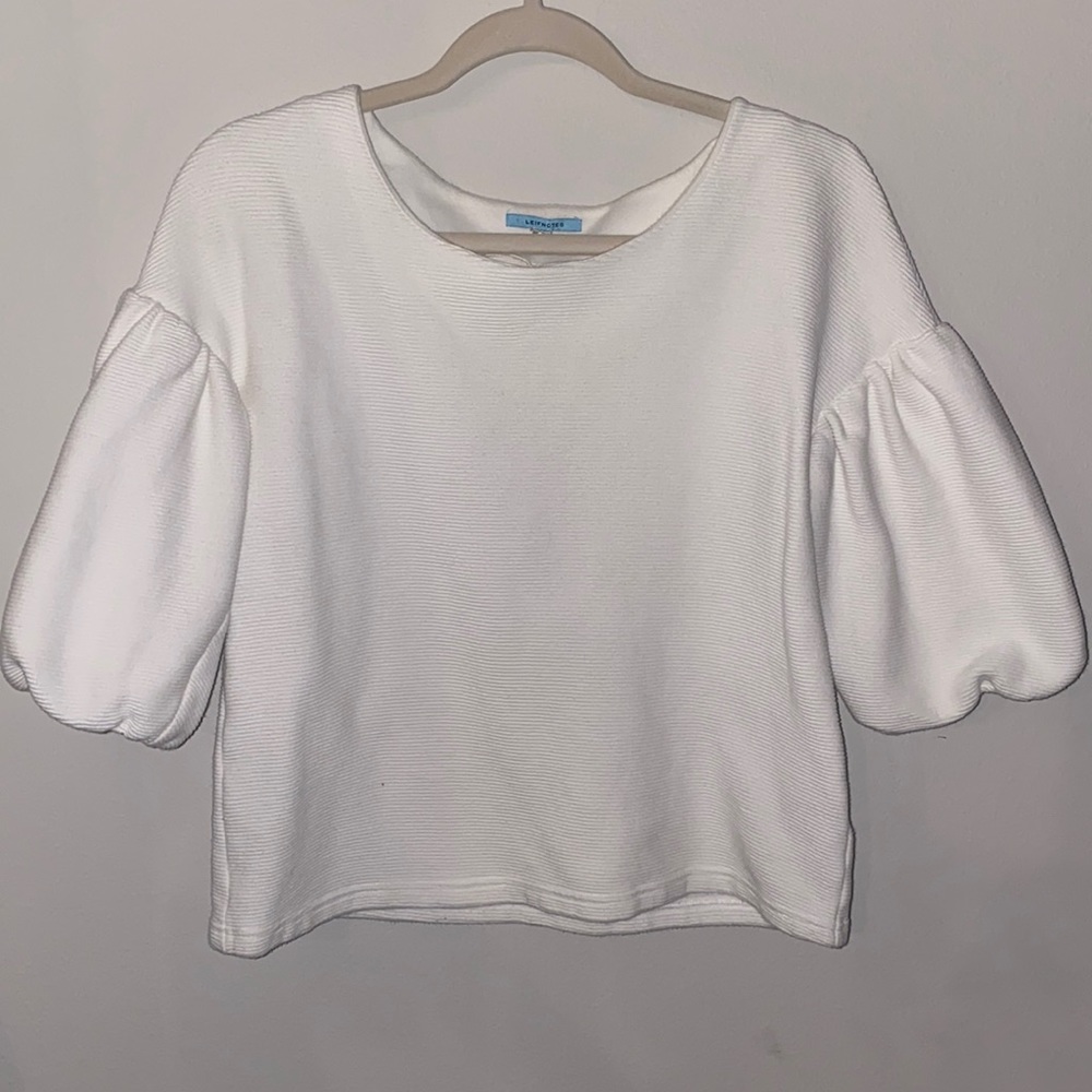 Leifnotes ribbed 100% cotton lantern sleeve shirt